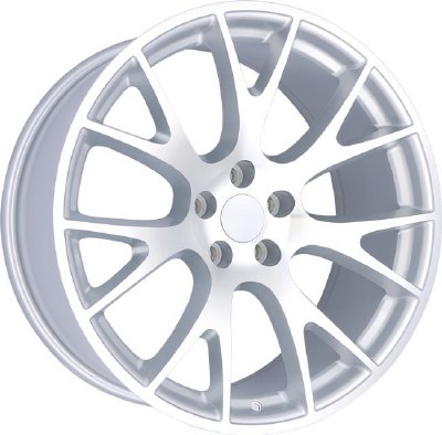 22X9.5 5-115 +15 74.1 SILVER W/MACH FACE