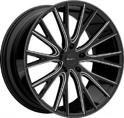 22X9.0 5-115 +15 74.1 BLACK WITH BALL MILLING