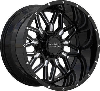 20X10 5-127 / 5-139.7 NEG18 87.1 BLACK WITH MILLED ACCENTS / RIVETS