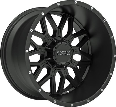 22X10 5-127 / 5-139.7 NEG18 87.1 SATIN BLACK WITH MILLED RIVETS