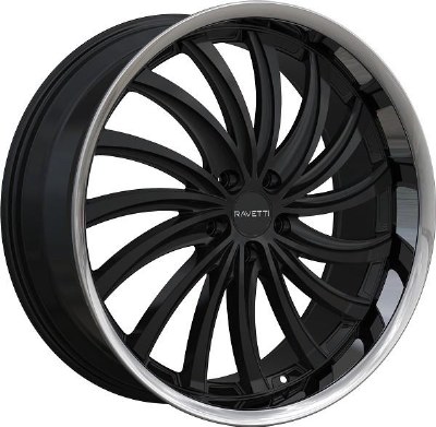 22X9.0 5-120 +20 74.1 BLACK WITH STAINLESS LIP