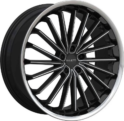 20X10 5-112 +40 66.56 BLACK AND MILLED WITH STAINLESS LIP