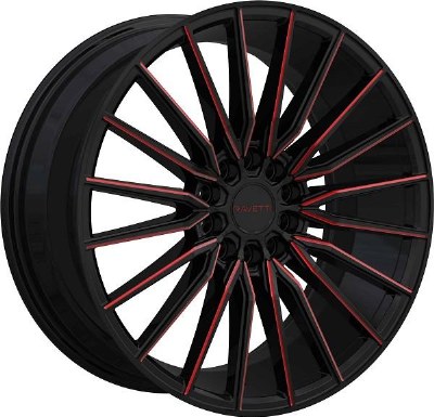 18X8.0 5-108 / 5-114.3 +38 74.1 BLACK AND RED MILLED
