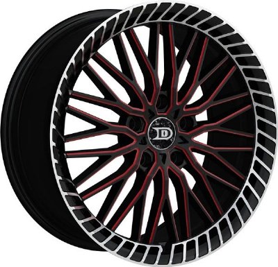 18X8.0 5-120 +38 74.1 BLACK AND RED MILLED MACHINED FLANGE