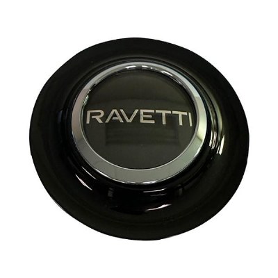 RAVETTI FLOATING CAP BLACK OUTER RING WITH BLACK LOGO (CHROME RING AROUND LOGO)