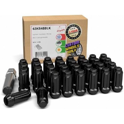 14 MM 1.50 BLACK CLOSED END SPLINE LUGS - (32 LUGS + 1KEY)