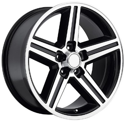 22X9.5 5-127 +10 78.1 BLACK W/MACH FACE - IROC REPLICA
