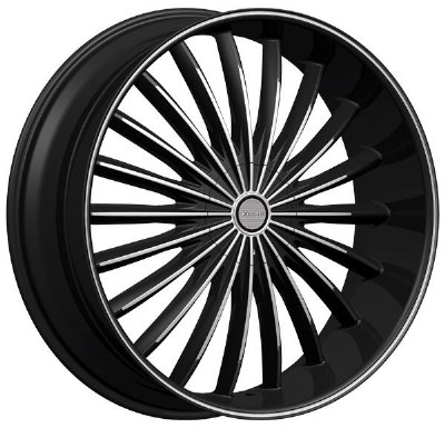24X9.5 5-115 / 5-120 +13 74.1 BLACK W/MACH FACE / PINSTRIPE