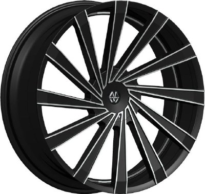 22X8.5 5-115 / 5-120 +15 74.1 BLACK W/MACH FACE / UNDERCUT PINSTRIPE - VERTAGIO