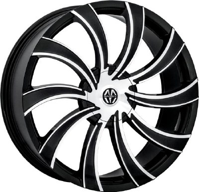 24X9.0 5-114.3 / 5-120 +30 74.1 BLACK W/MACH FACE - SWERVA