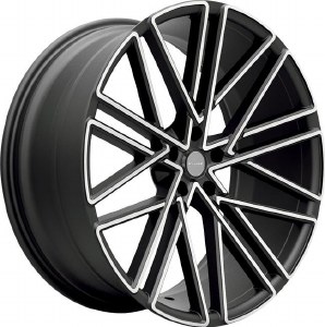 18X8.5 5-120 +38 74.1 BLACK W/MACH FACE