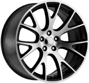 22X9.5 5-115 +15 74.1 BLACK W/MACH FACE