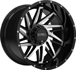20X10 5-127 / 5-139.7 NEG18 87.1 BLACK WITH MACH FACE / MILLED RIVETS