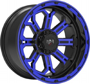22X10 6-135 / 6-139.7 NEG18 108 (B+MO+ME+TBL2) BLACK WITH BLUE MACHINED FACE / FLANGE **ONLY SOLD IN SETS OF 4**