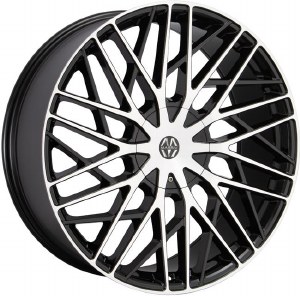 20X8.5 5-112 / 5-114.3 +38 74.1 BLACK W/ MACH FACE - EXECUTIVE