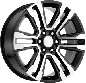 22X9.5 6-139.7 +24 78.1 BLACK W/MACH FACE (FITS 2019+)