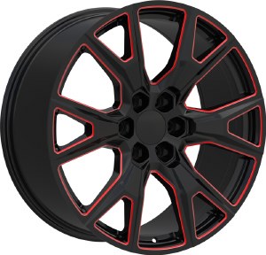 22X9.5 6-139.7 +25 78.1 BLACK AND RED MILLED (FITS 2019+)