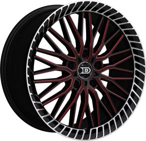 18X8.0 5-120 +38 74.1 BLACK AND RED MILLED MACHINED FLANGE