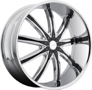 26X10 6-135 / 6-139.7 +25 87.1 CB (CH/BLK INSERTS)