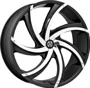 20X8.5 5-108 / 5-114.3 +38 74.1 BLACK/CHROME INSERTS - TURBINO 20X8.5 5-108 / 5-114.3 +38 74.1 BLACK/CHROME INSERTS - TURBINO