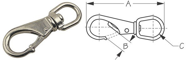 3 & 5/16 inch Stainless Swivel Eye Boat Snap - by Sea Dog