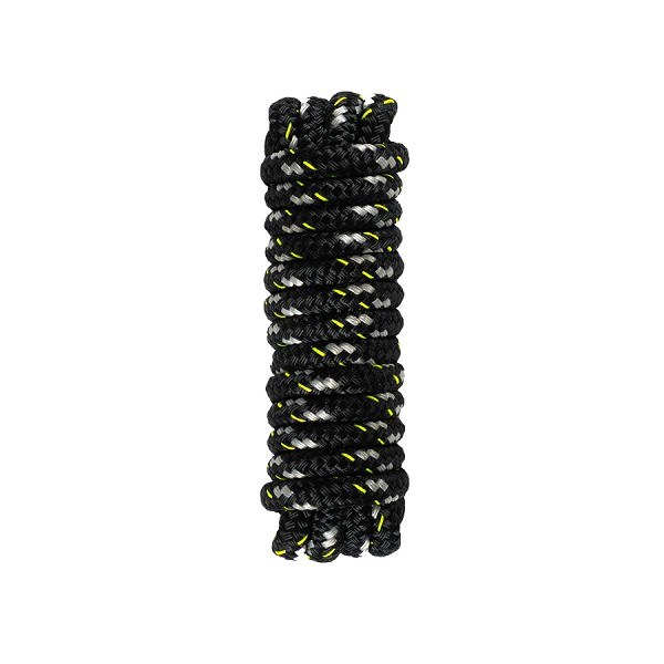 Mission Dock Line - 1/2 in x 20 ft - Black w/Grey & Yellow Accents