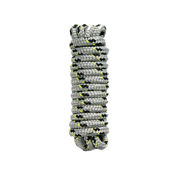 Mission Dock Line - 1/2 in x 25 ft - Silver w/Black & Yellow Accents