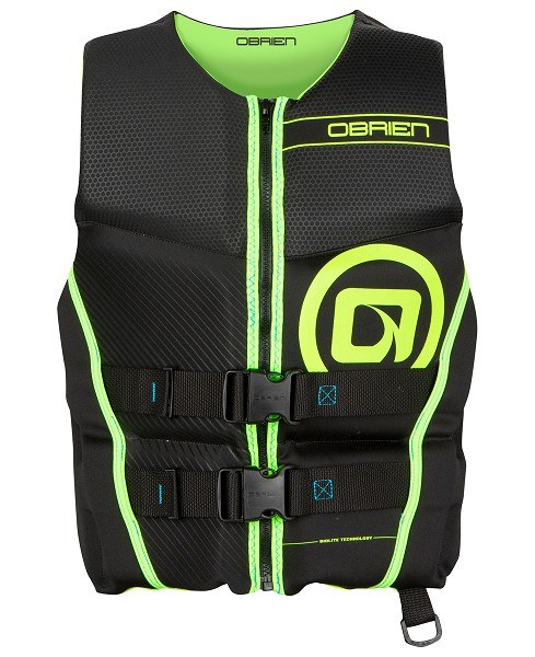 O'Brien Men's Flex V-Back Hmz Life Jacket - Black/Lime - S