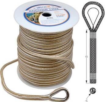 Double Braided Nylon Boat Anchor Rope With 316 Stainless Steel