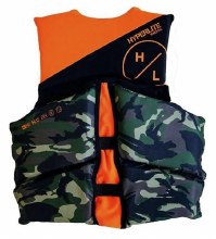 Additional picture of Hyperlite Youth Life Vest - Orange/Camo (55-88 lbs) | Kids PFD