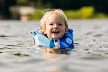 Additional picture of Child's Harmonized Approved Vest - Blue Swirl - by Liquid Force