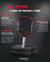 Additional picture of Engage Alpha Pro Raw Carbon 16 MM - Red - Pickleball Paddle
