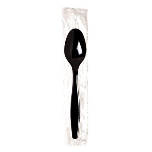 Polypropylene Wrapped Teaspoon - HEAVY WEIGHT - BLACK 500 - cs