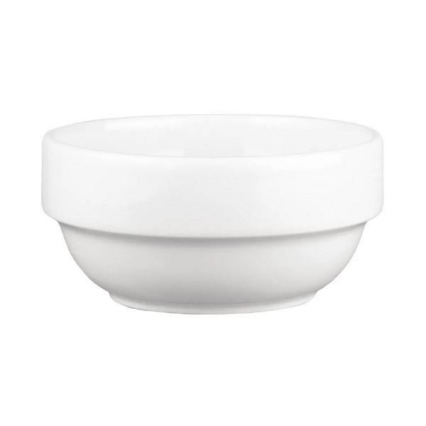 VE141 - Churchill China - 14 oz White Embossed Stacking Bowl - ea (clearance)