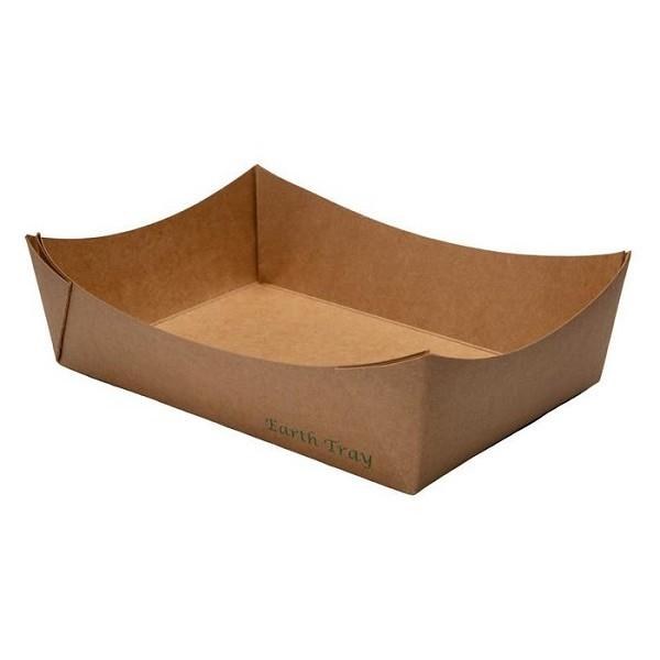 ET3 - Uncoated Paper Food Tray Kraft 8" x5.25" x2.5" x 200 - cs