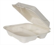 80535H- 8.5 x 8 x 3 Renewable & Compostable Sugarcane Clamshell 3 COMP  200 - cs