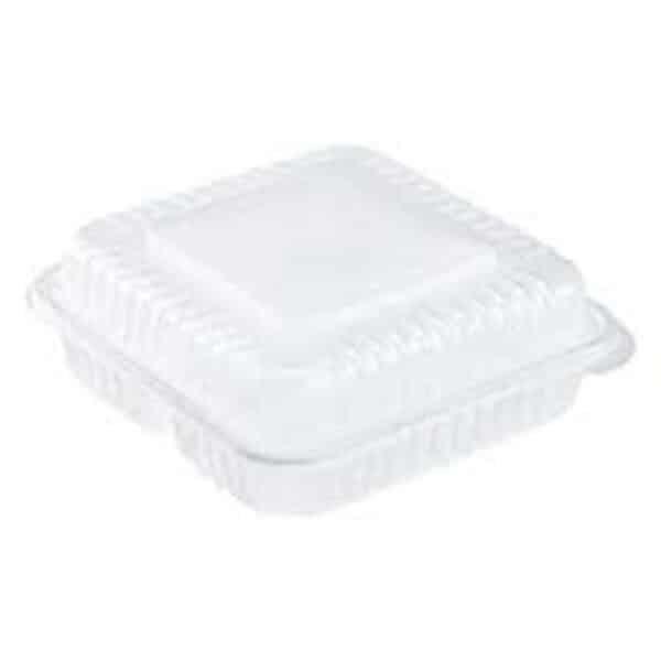 LC-83- 8" x PLA Clear Clasmshells 3 COMPARTMENT 160 - cs