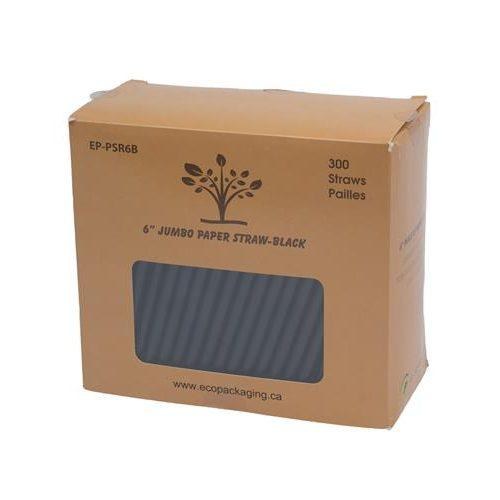 PS6RB- Paper Jumbo Straw 6in x 7mm Black 300 - bx