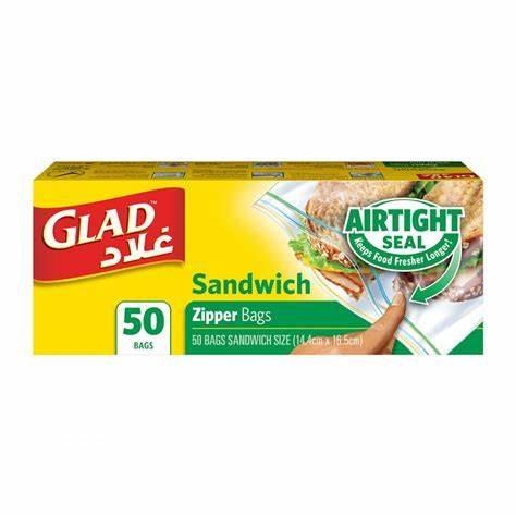 Glad - 6.6in x 5.9" x - Reclosable Sandwich Bag - CLEAR 100 - box (CLEARANCE)