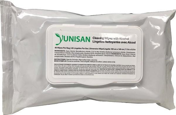 Yunisan Cleaning Wipes With Alcohol - 40 Sheet Flexpack - ea