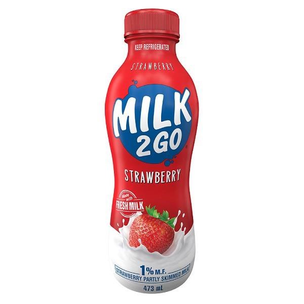 Milk 2 Go - Strawberry - Inc Dep And Env - 6 X 473ML