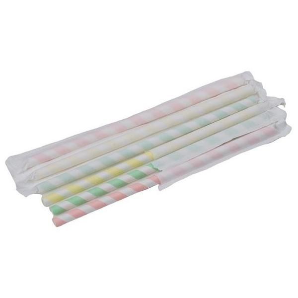 PSR8WS- 8" Paper Jumbo Wrapped Stripe Mix Straw (7mm) 150 -BOX