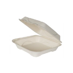 80532/ TBC60W- 6 x 6 x 3  Renewable and Compostable Sugarcane Clamshells 500 - cs