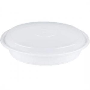 6048- 9" x Round 48 oz White Microwavable Bowl W Lid 150 - cs