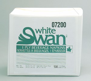 07201 - White Swan 1-Ply Beverage Napkin Quarter Fold 8 x 500 - cs