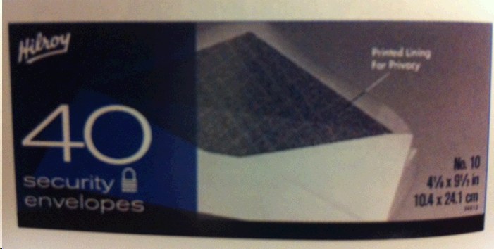 Hilroy Security Envelopes (White) #10 - 40/BOX (20) (36613)