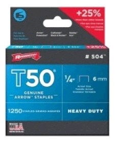 Genuine Arrow Staples #508 - 1/2" - 1250/PKG (4) (50012)