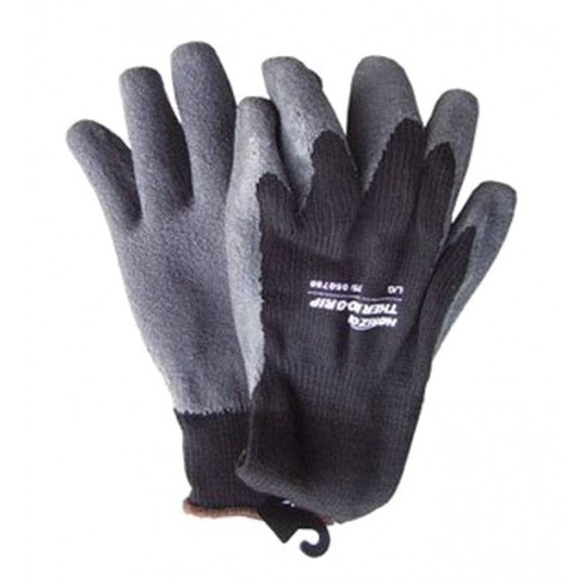 Bin #25 - Glove - Grey Thermo Grip Latex Palm - Thick Fleece - Large (75076) (12) sold by pair