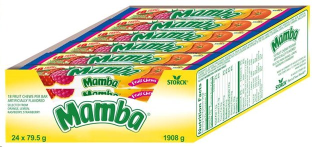 Storck Mamba Fruit Chews Bar 79.5g Tray - 24/BOX (6) (76900)