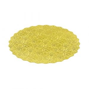 Cake Board - 8" Round Foil Scalloped - Gold - 200 cs (01733)